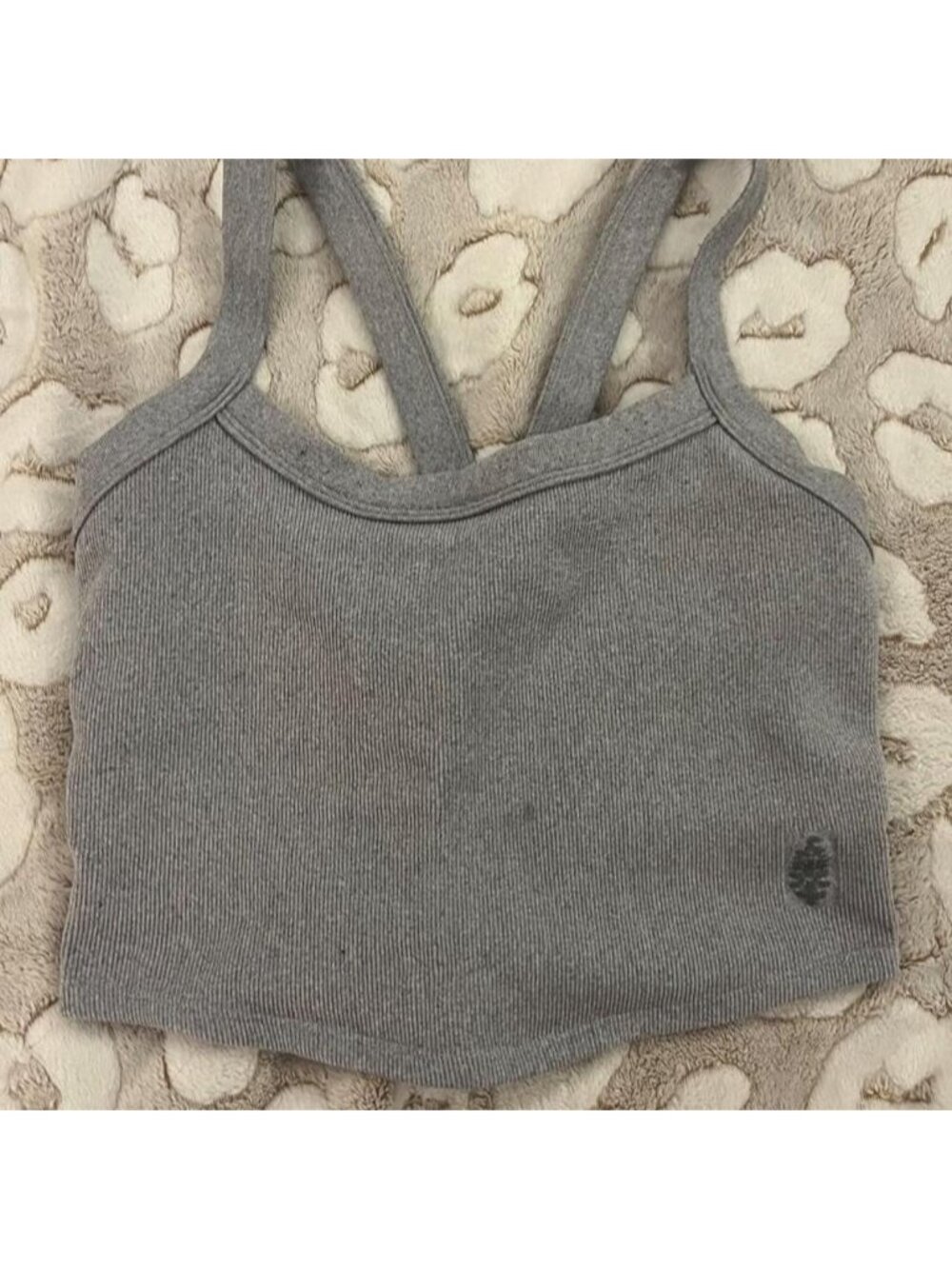 Gray free people ribbed crop top with criss-cross straps #cropped #ribbed